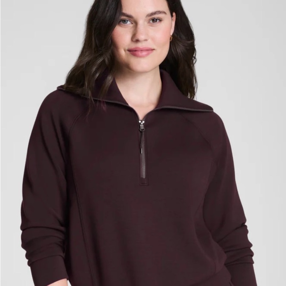 Spanx Truffle Brown Half Zip NWT